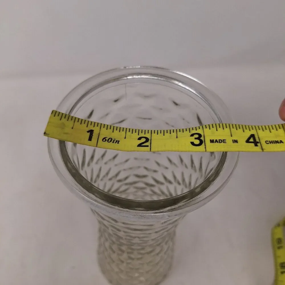 Glass Clear Vase Greenbrier International 9 Inch Tall Diamond Weave Pattern